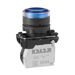 KEAZ Кнопка КМЕ4111мЛ-24В-синий-1но+1нз-цилиндр-индикатор-IP40-КЭАЗ