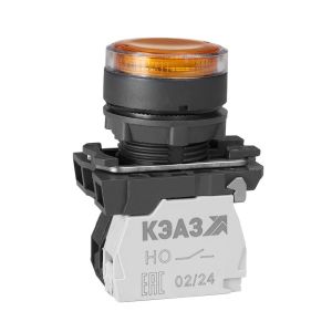 KEAZ Кнопка КМЕ4510мЛ-220В-желтый-1но+0нз-цилиндр-индикатор-IP54-КЭАЗ