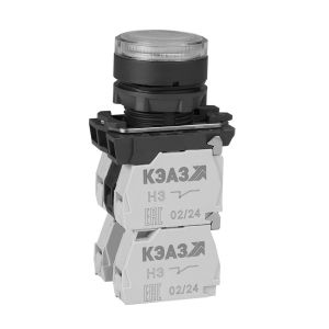 KEAZ Кнопка КМЕ4510мЛ-220В-белый-1но+0нз-цилиндр-индикатор-IP54-КЭАЗ