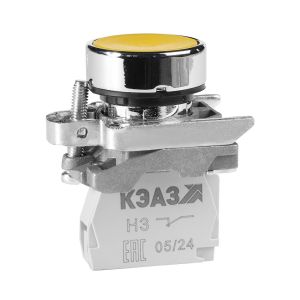 KEAZ Кнопка КМЕ4110мС-желтый-1но+0нз-цилиндр-IP40-КЭАЗ
