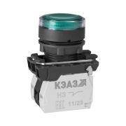 KEAZ Кнопка КМЕ4611мЛ-24В-зеленый-1но+1нз-цилиндр-индикатор-IP65-КЭАЗ