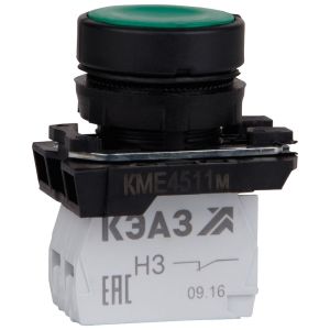 KEAZ Кнопка КМЕ4511м-зеленый-1но+1нз-цилиндр-IP54-КЭАЗ