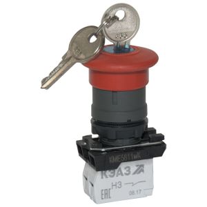 KEAZ Кнопка КМЕ5611мК-красный-1но+0нз-гриб-ключ-фикс-IP65-КЭАЗ