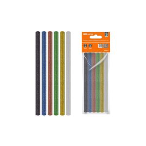 Клеевые стержни универсальные цветные с блестками, 7 мм x 100 мм, набор 6 шт, «Алмаз» TDM