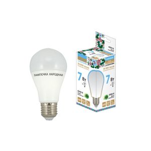 Лампа светодиодная НЛ-LED-A60-7 Вт-230 В-6500 К-Е27, (58х109 мм), Народная