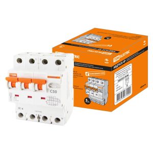Автоматический Выключатель Дифференциального тока селективного типа АВДТ 63S 4P(3P+N) C50 100мА 6кА тип АС TDM