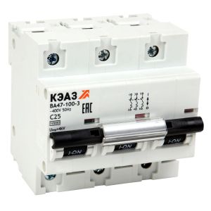 KEAZ Выключатель автоматический модульный ВА47-100-3D100-УХЛ3 (10кА)-КЭАЗ