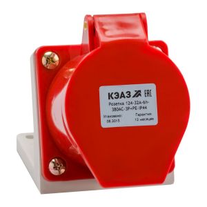 KEAZ Розетка для монтажа на поверхность 124-32А-6h-380AC-3P+PE-IP44