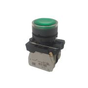 KEAZ Кнопка КМЕ4111мЛ-220В-зеленый-1но+1нз-цилиндр-индикатор-IP40-КЭАЗ, 14 шт