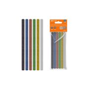 Клеевые стержни универсальные цветные с блестками, 11 мм x 100 мм, набор 6 шт, «Алмаз» TDM