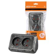 Розетка угловая двойная 2П открытой установки с з/ш IP20 250В 10А серебро «Ладога» TDM