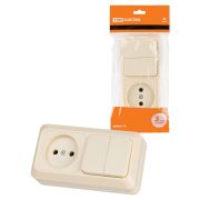 Блок комбинированный выкл. 2-кл. 10А + розетка 2П 10А 250В БКВР IP20 сл. кость «Ладога» TDM