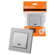 Выключатель на 2 направления 1 кл. с подсветкой 10А серебр. металлик «Сенеж» TDM