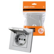 Розетка 2П+З 16А 250В IP44 с крышкой серебр. металлик «Сенеж» TDM