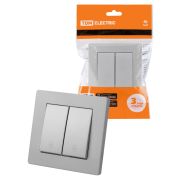 Выключатель на 2 направления 2 кл. 10А серебр. металлик «Сенеж» TDM