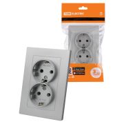 Розетка двойная 2П+З 16А 250В серебр. металлик «Сенеж» TDM