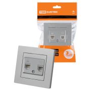 Розетка телефонная RJ11 + компьютерная RJ45 серебр. металлик «Сенеж» TDM