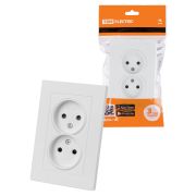 Розетка двойная 2П 10А 250В с защ. шт. белая «Сенеж» TDM