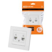 Розетка компьютерная двойная RJ45 белая «Сенеж» TDM