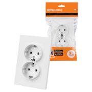Розетка двойная 2П+З 16А 250В белая «Сенеж» TDM