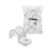 Крепеж-скоба для трубы 25 мм односторонняя для прямого монтажа (50 шт.) белая TDM