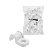 Крепеж-скоба для трубы 16 мм односторонняя для прямого монтажа (50 шт.) белая TDM