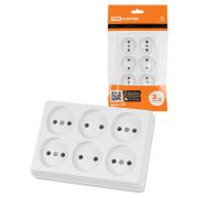 Розетка шестиместная 2П открытой установки IP20 10A белая «Ладога» TDM
