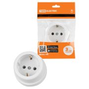 Розетка 2П+З открытой установки IP20 16А белая «Ретро» TDM